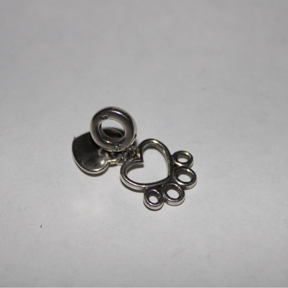 Pandora Hearts & Paw Print Dangle Charm Sterling Silver - Picture 2 of 8
